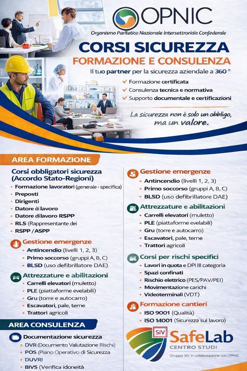 Locandina OPNIC Corsi sicurezza: formazione e consulenza per la sicurezza aziendale